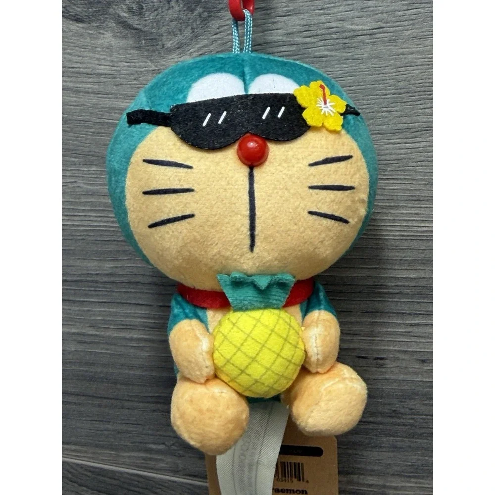 I'm Doraemon Hawaii Plush Keychain Stuffed Toy Pineapple Sunglasses Fujiko-Pro